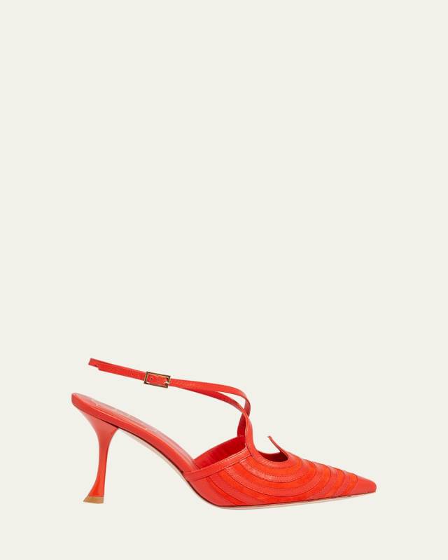 I Love Vivier Mixed Leather Slingback Pumps